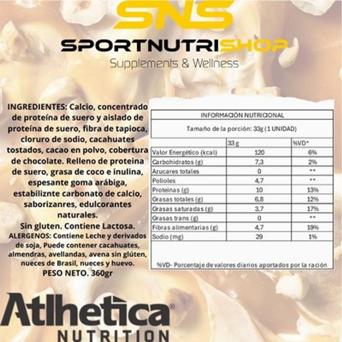 ATLHETICA NUTRITION - Box 12 Barras Best Whey 10gr - Atlhetica -  Sabor Peanut Caramel