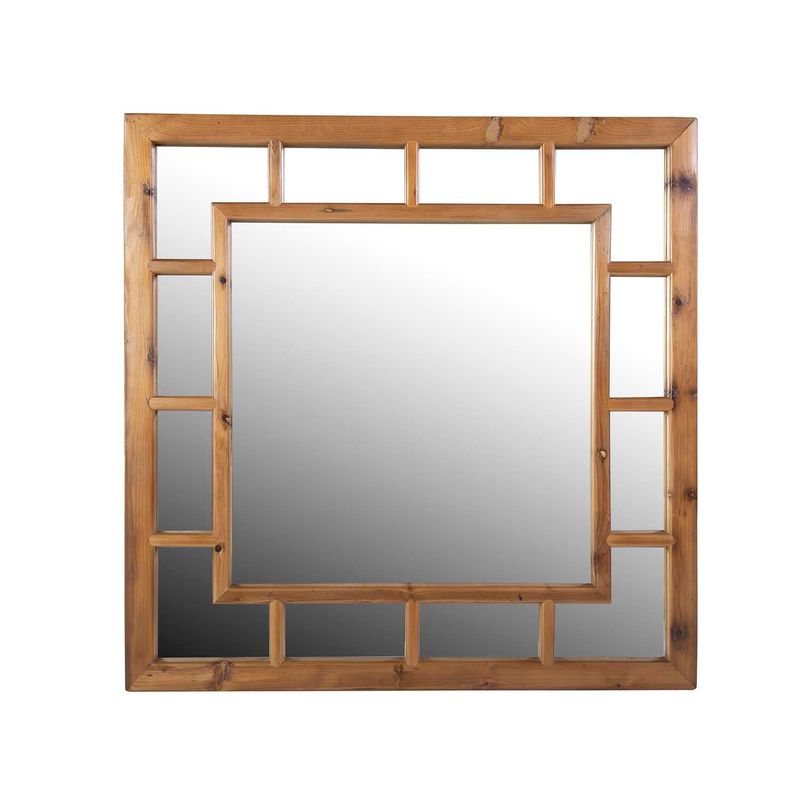 MEYA MUEBLES - Espejo Naggu cuadrado de madera café 100x100x3