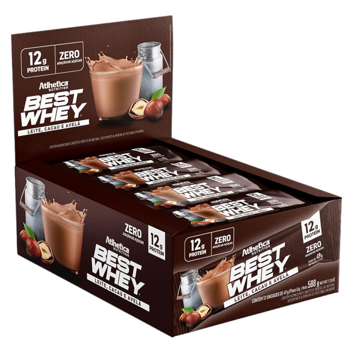 ATLHETICA NUTRITION - 12 Barras Best Whey 12g - Sabores - Atlhetica - Chocolate avellana