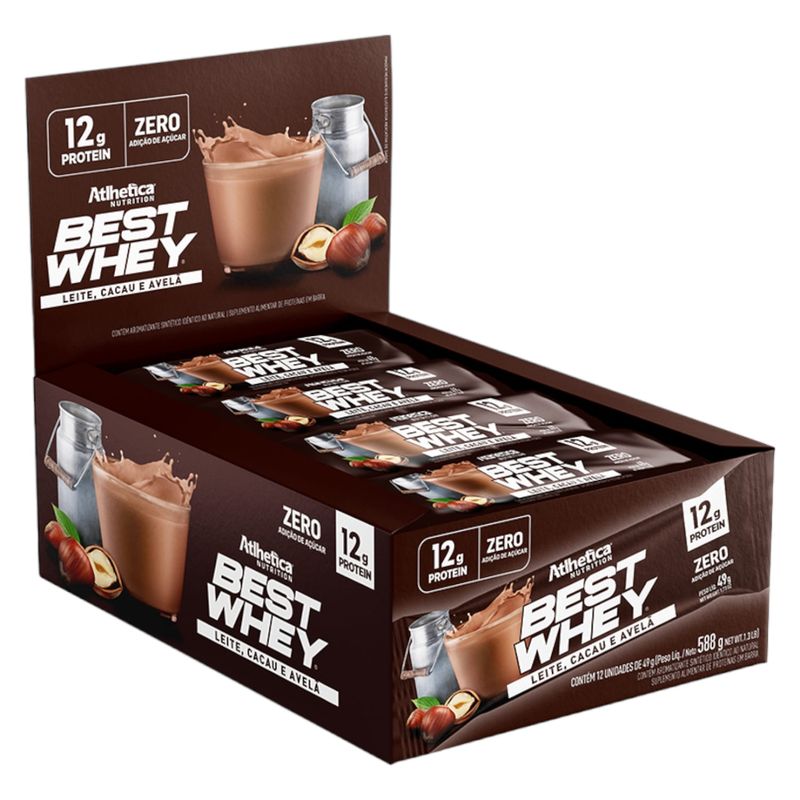ATLHETICA NUTRITION - 12 Barras Best Whey 12g - Sabores - Atlhetica - Chocolate avellana