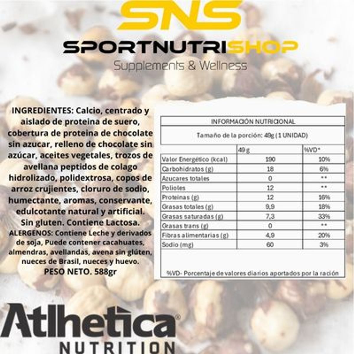 ATLHETICA NUTRITION - 12 Barras Best Whey 12g - Sabores - Atlhetica - Chocolate avellana