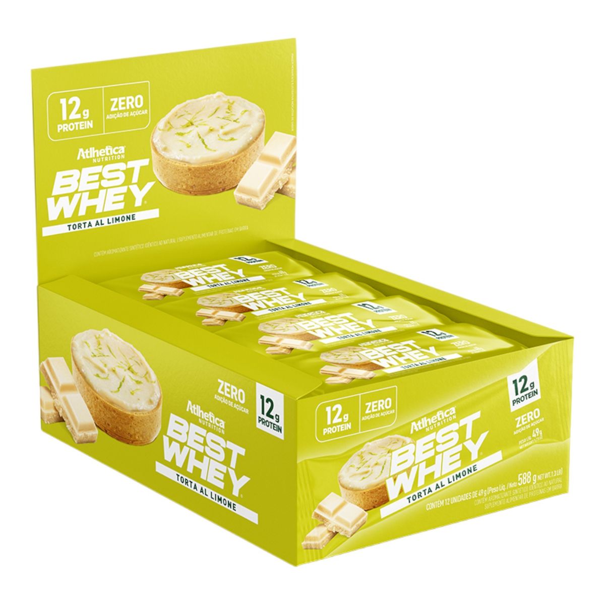 ATLHETICA NUTRITION - 12 Barras Best Whey 12g - Sabores - Atlhetica - Tarta de limón