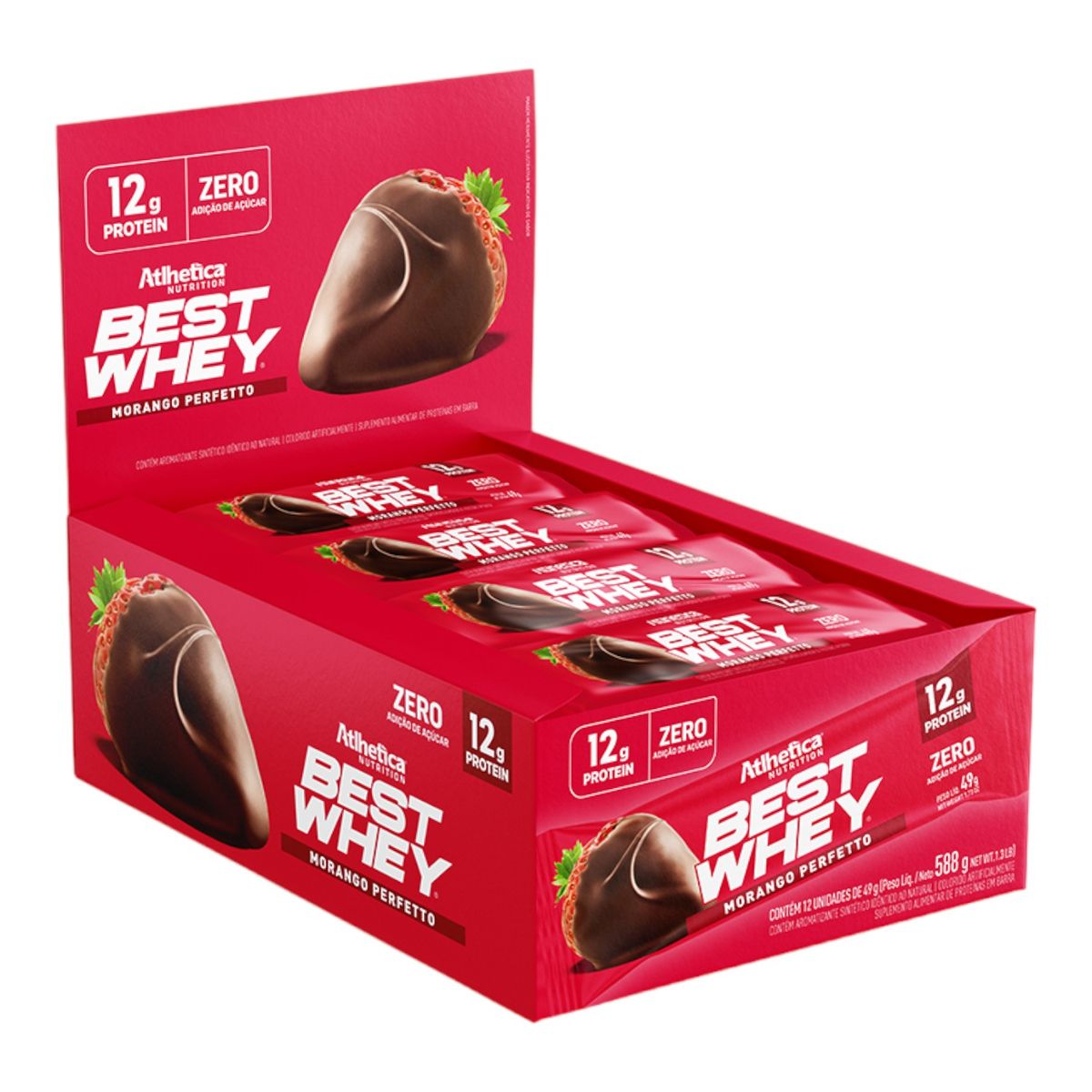 ATLHETICA NUTRITION - 12 Barras Best Whey 12g - Sabores - Atlhetica - Frutilla perfecta