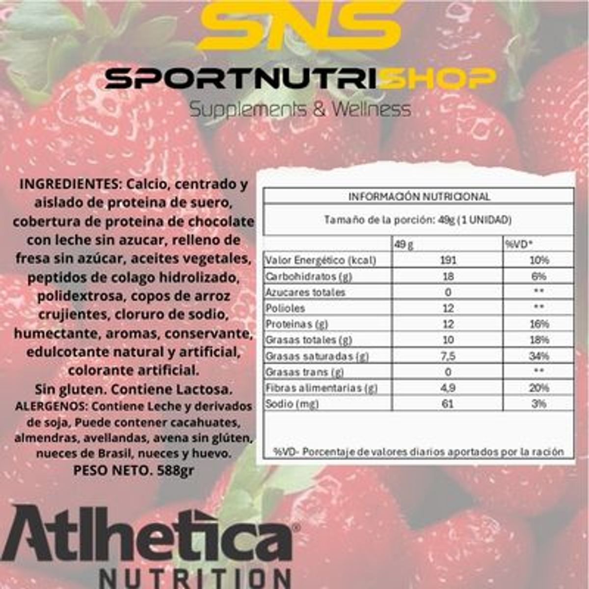 ATLHETICA NUTRITION - 12 Barras Best Whey 12g - Sabores - Atlhetica - Frutilla perfecta