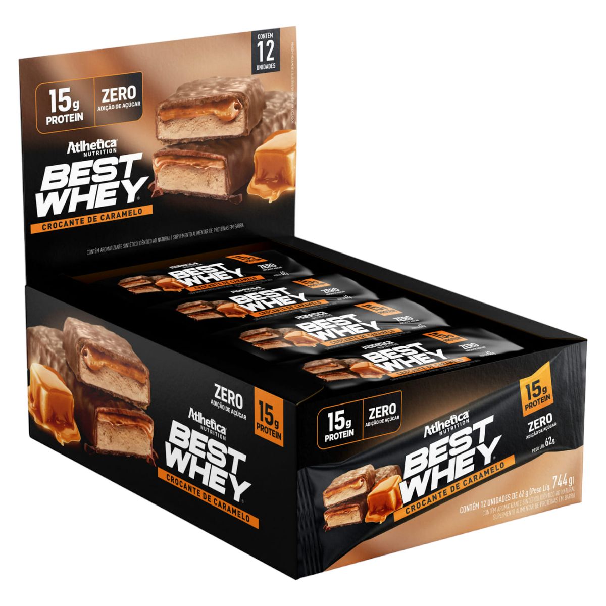 ATLHETICA NUTRITION - Box 12 Barras Best Whey 15 Gr Caramelo Crocante - Atlhetica