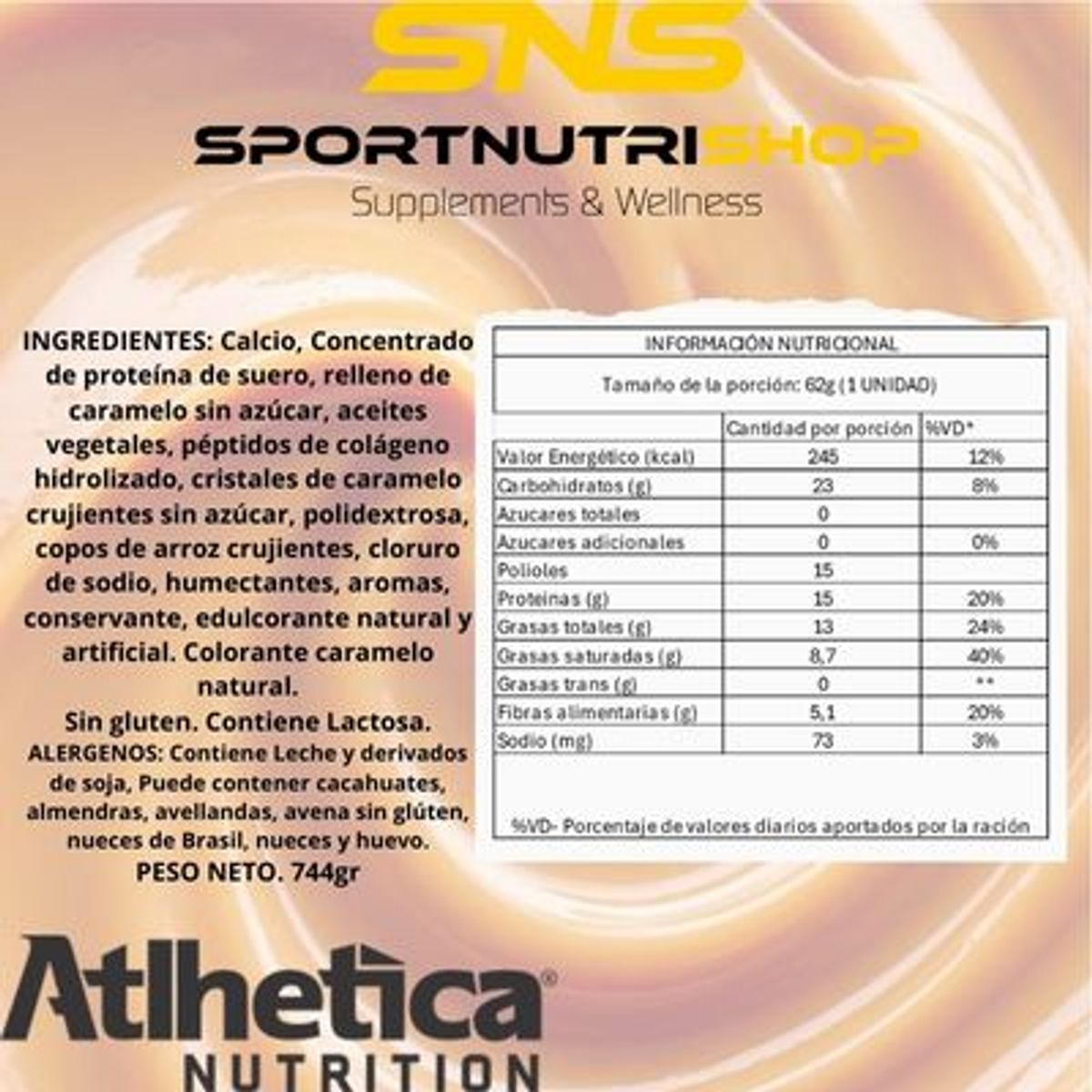 ATLHETICA NUTRITION - Box 12 Barras Best Whey 15 Gr Caramelo Crocante - Atlhetica