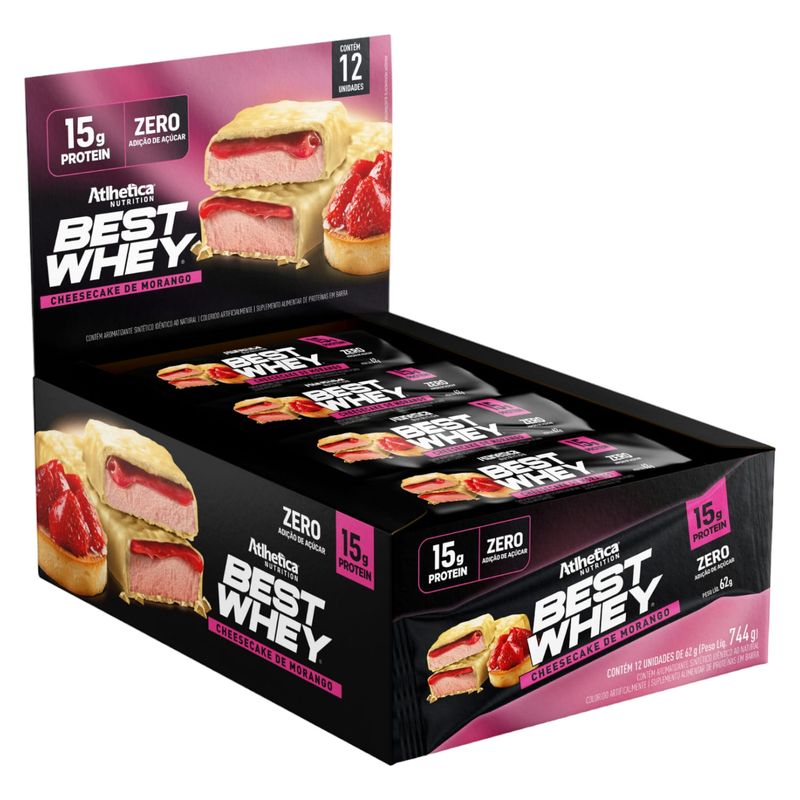 ATLHETICA NUTRITION - Box 12 Barras Best Whey 15 Gr Cheesecake Frutilla- Atlhetica
