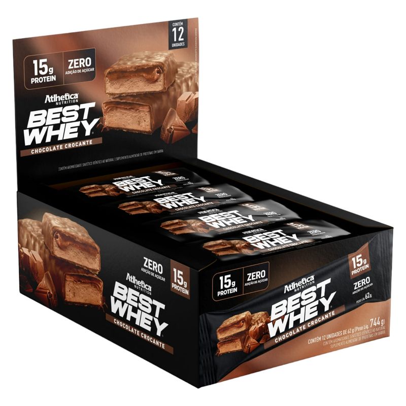 ATLHETICA NUTRITION - Box 12 Barras Best Whey 15 Gr Chocolate Crocante - Atlhetica