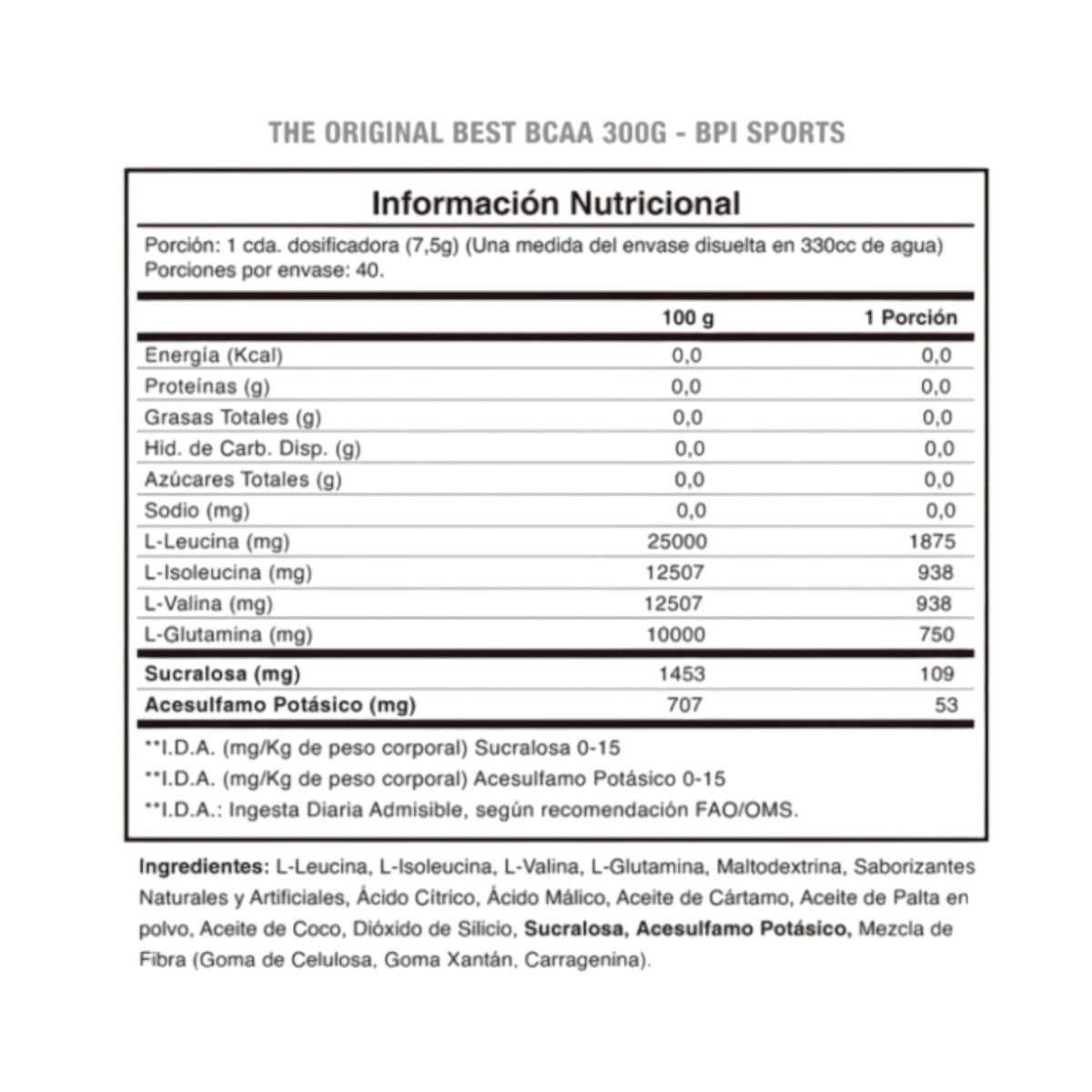 BPI SPORT - Aminoacidos Best Bcaa 40 Servicios - Bpi Sports - Ice fresh