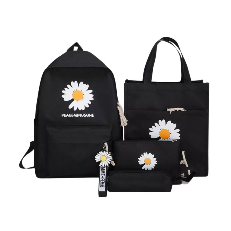 SANTU HOME & DECO - Set De Mochilas Margarita 4 piezas Negro