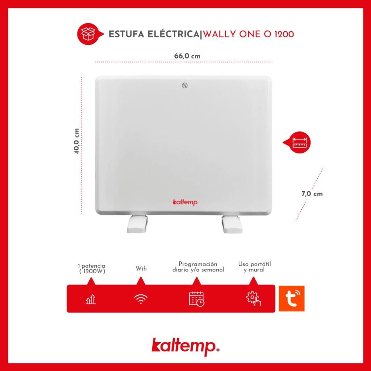 KALTEMP - Estufa Calefactor Eléctrico Kaltemp Wally One O 1200 Wifi