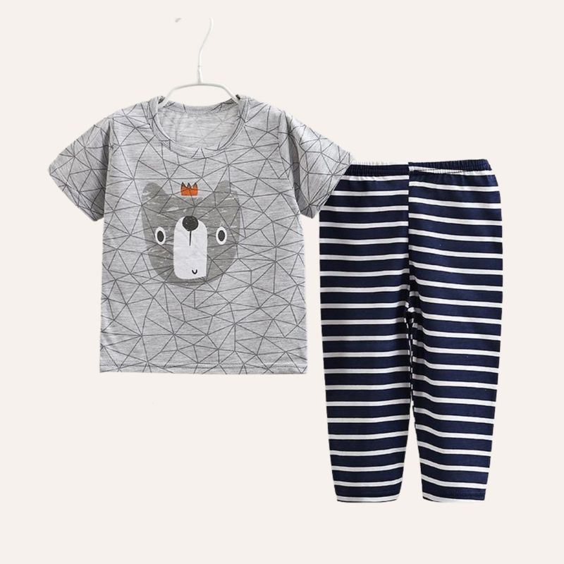MATTEO - Polera niño niña + pantalón delgado oso talla 1 a 6 años