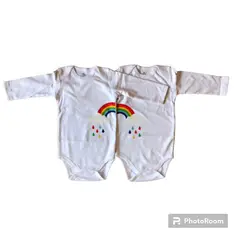 ANGO - Bodys MATCH marca para MELLIZOS O GEMELOS BLANCO ARCOIRIS