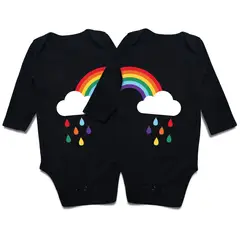 ANGO - Bodys MATCH marca para MELLIZOS O GEMELOS NEGRO ARCOIRIS