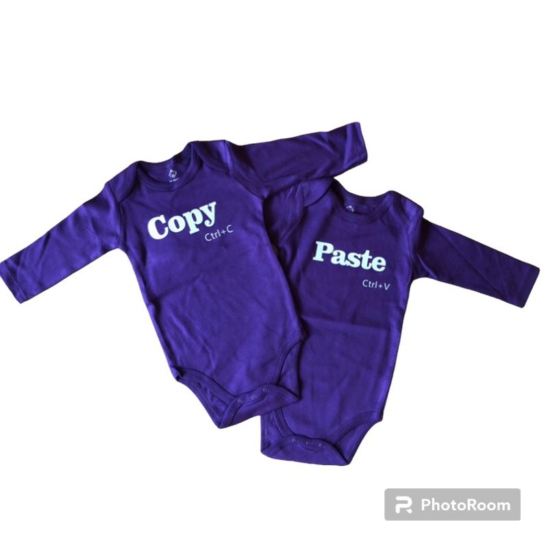 ANGO - Bodys MATCH marca ANGO para MELLIZOS O GEMELOS COPY PASTE MORADO