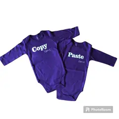 ANGO - Bodys MATCH marca para MELLIZOS O GEMELOS COPY PASTE MORADO
