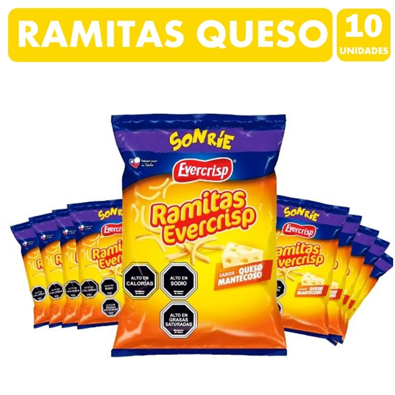 EVERCRISP - Ramitas Sabor Queso - Formato Individual (Pack Con 10 Uni)