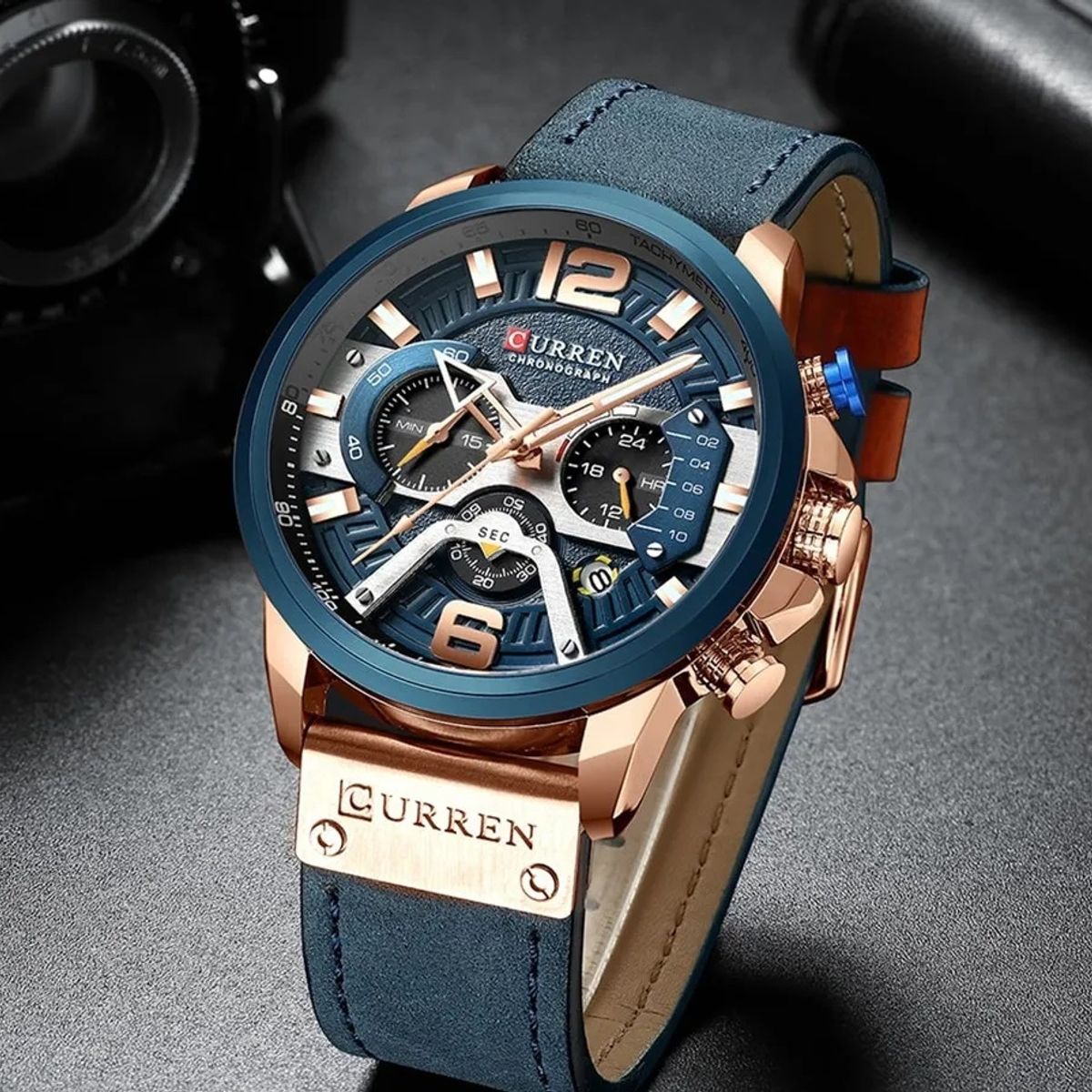 CURREN - Reloj Curren Hombre Pulsera De Cuero Con Cronógrafo 8329