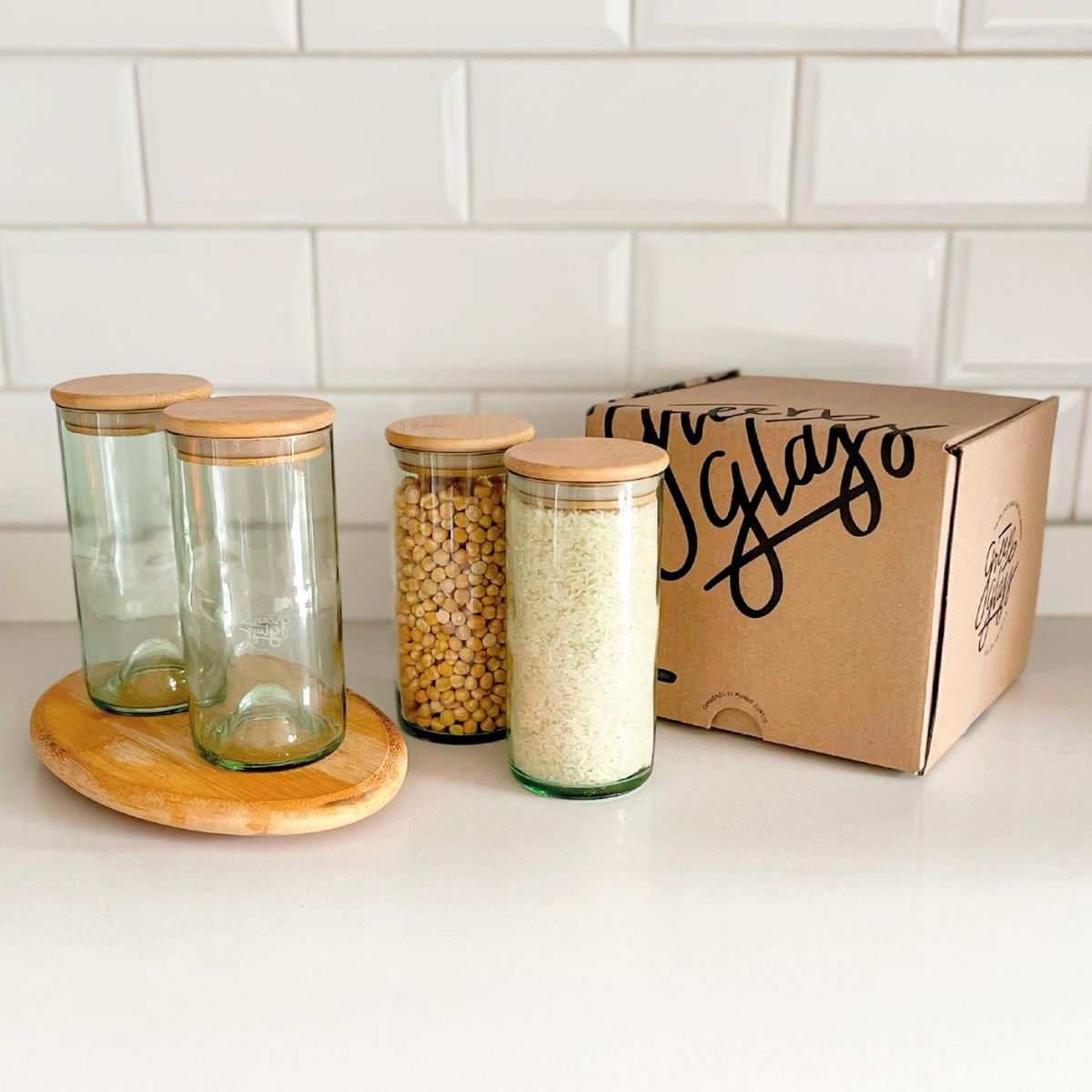 GREEN GLASS - PACK 4 FRASCOS MEDIANOS - 500cc