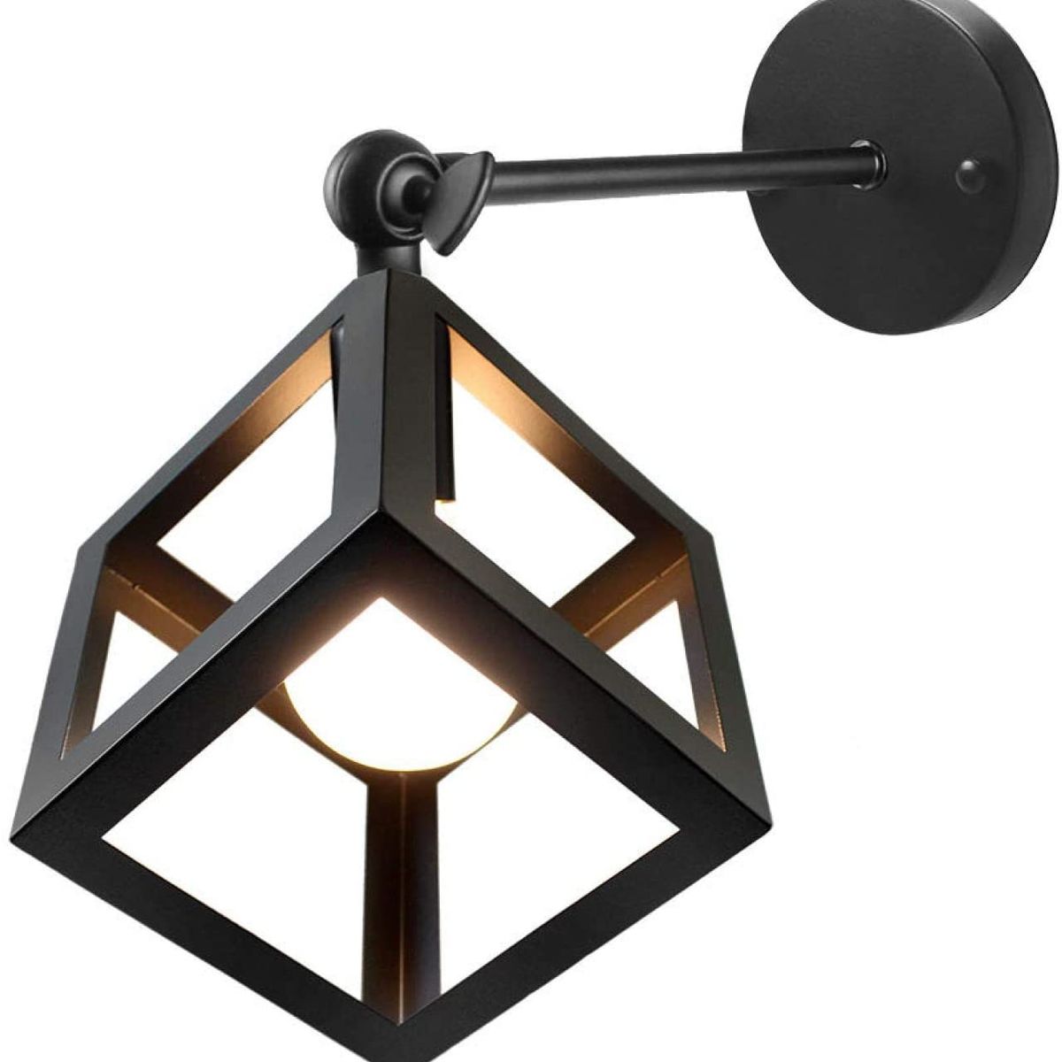 GENERICO - Aplique Lampara De Pared Y Techo Figura Cubo De Hierro Negro