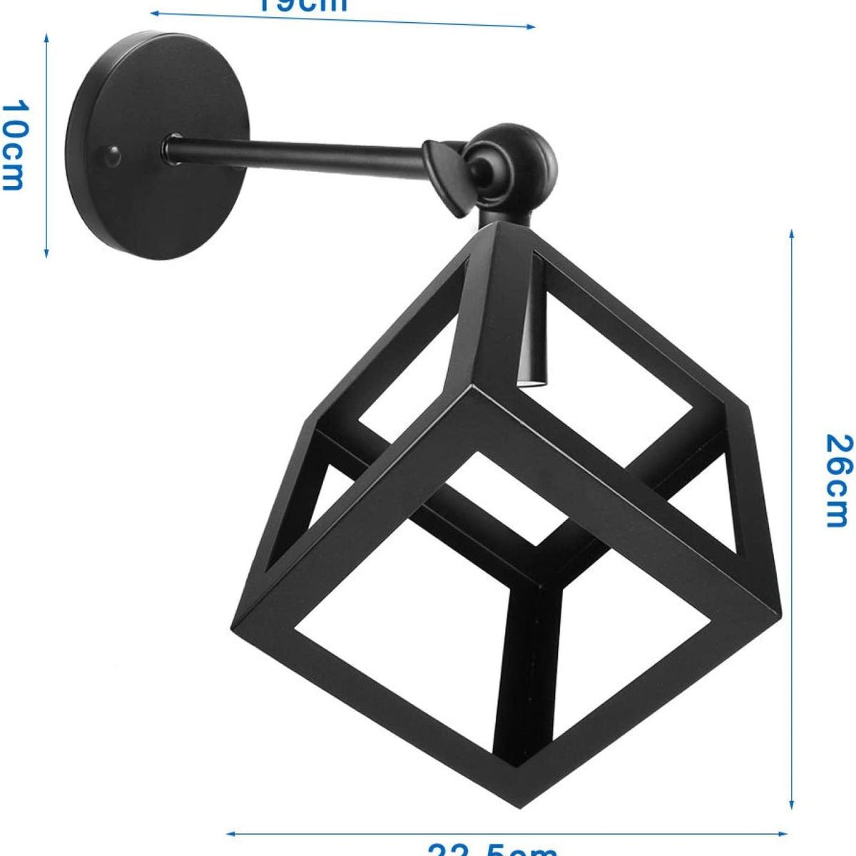 GENERICO - Aplique Lampara De Pared Y Techo Figura Cubo De Hierro Negro