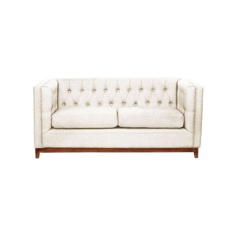 LATAM HOME - Sofá Roma 2 Cuerpos Capitoné Lino Blanco