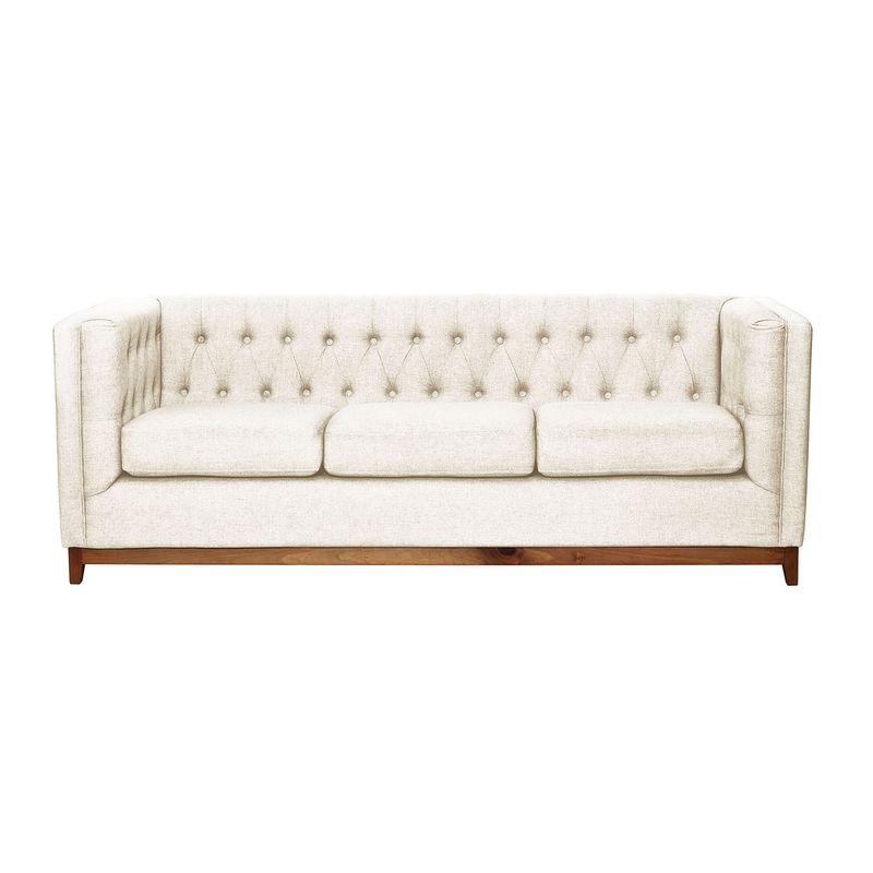 LATAM HOME - Sofá Roma 3 Cuerpos Capitoné Lino Blanco