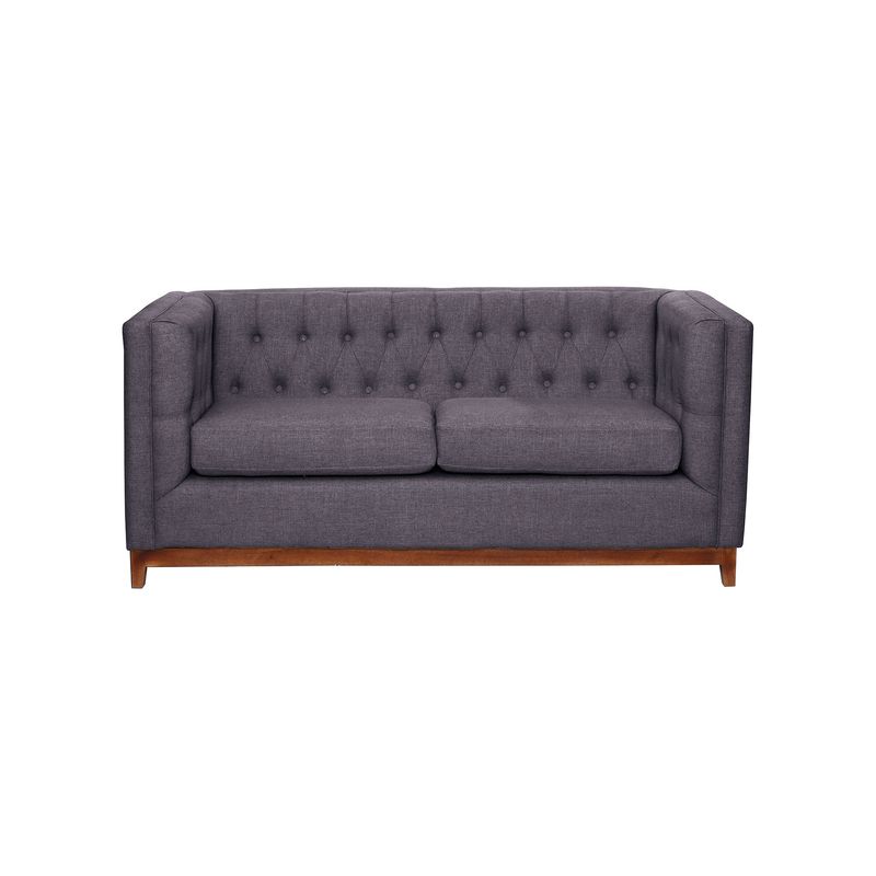 LATAM HOME - Sofá Roma 2 Cuerpos Capitoné Lino Gris Oscuro