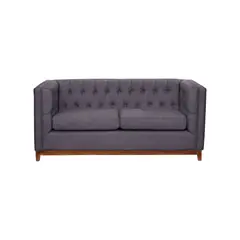 LATAM HOME - Sofá Roma 2 Cuerpos Capitoné Lino Gris Oscuro