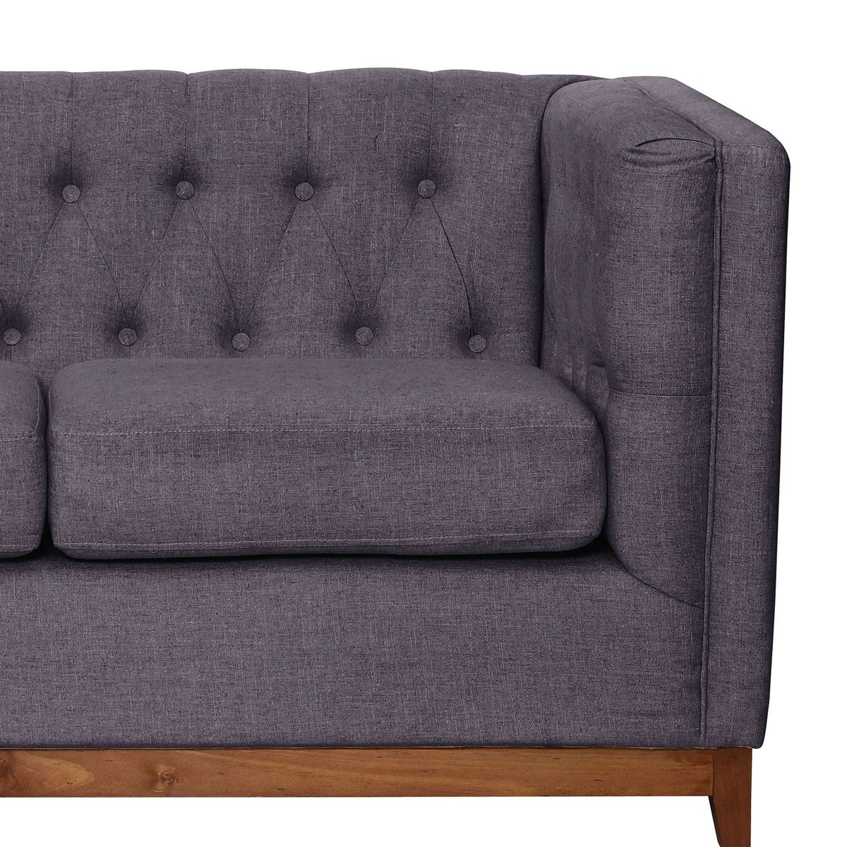 LATAM HOME - Sofá Roma 2 Cuerpos Capitoné Lino Gris Oscuro