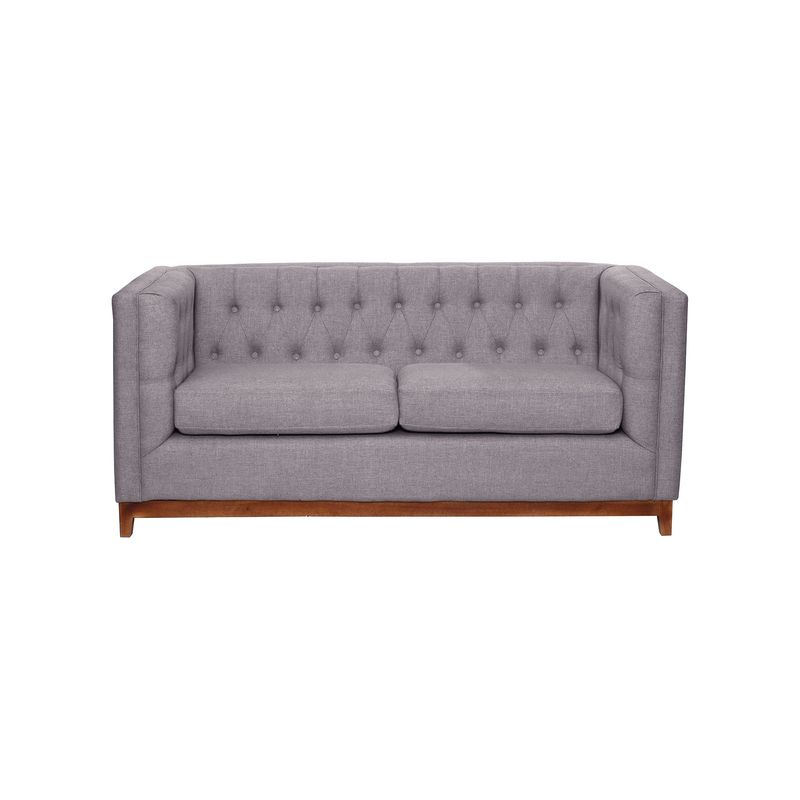 LATAM HOME - Sofá Roma 2 Cuerpos Capitoné Lino Gris Claro