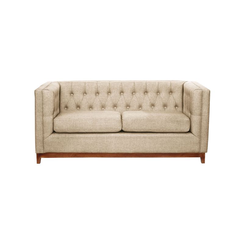 LATAM HOME - Sofá Roma 2 Cuerpos Capitoné Lino Natural