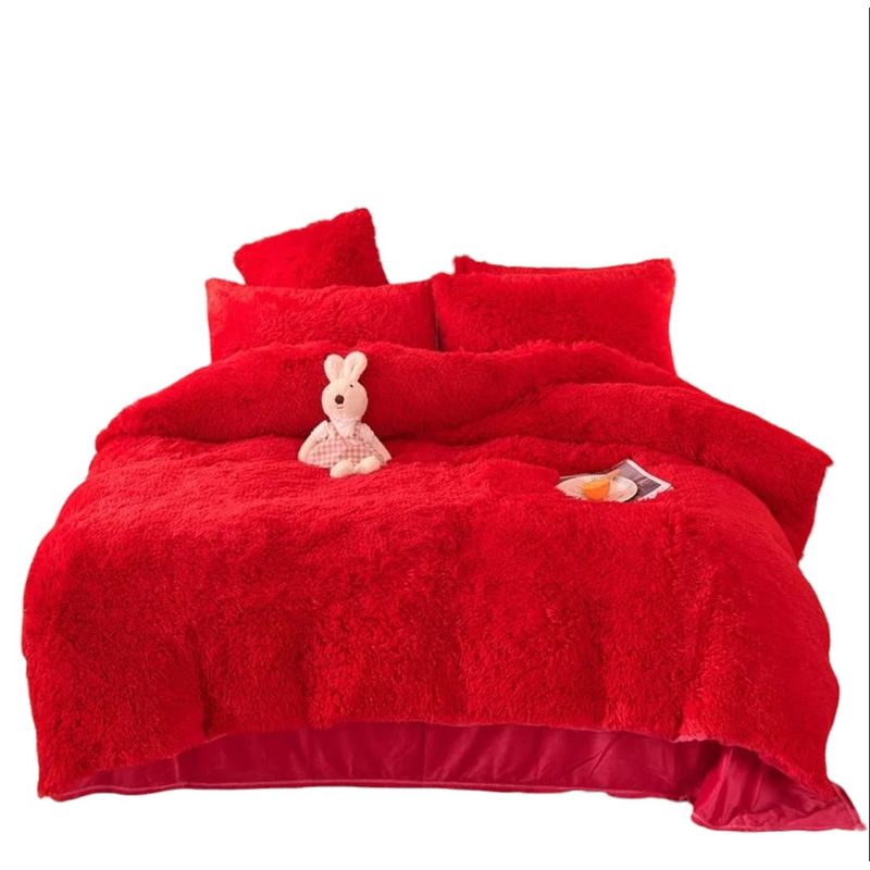 ANGELES DEL HOGAR - Cobertores de Invierno peludos con chiporros 2 plazas Rojo
