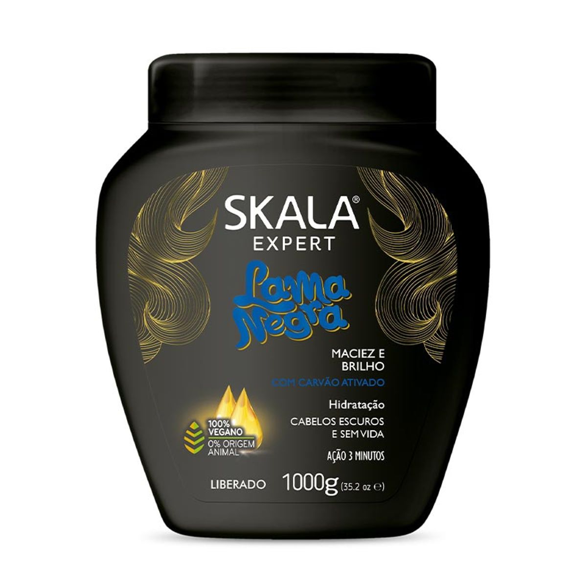 SKALA - Máscara Hidratante Carbón Activado Cabello Oscuro Y Opaco Skala 1000 G
