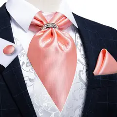 SONEC - Corbata Ascot Seda con Anillo Set Formal para Regalo Hombre