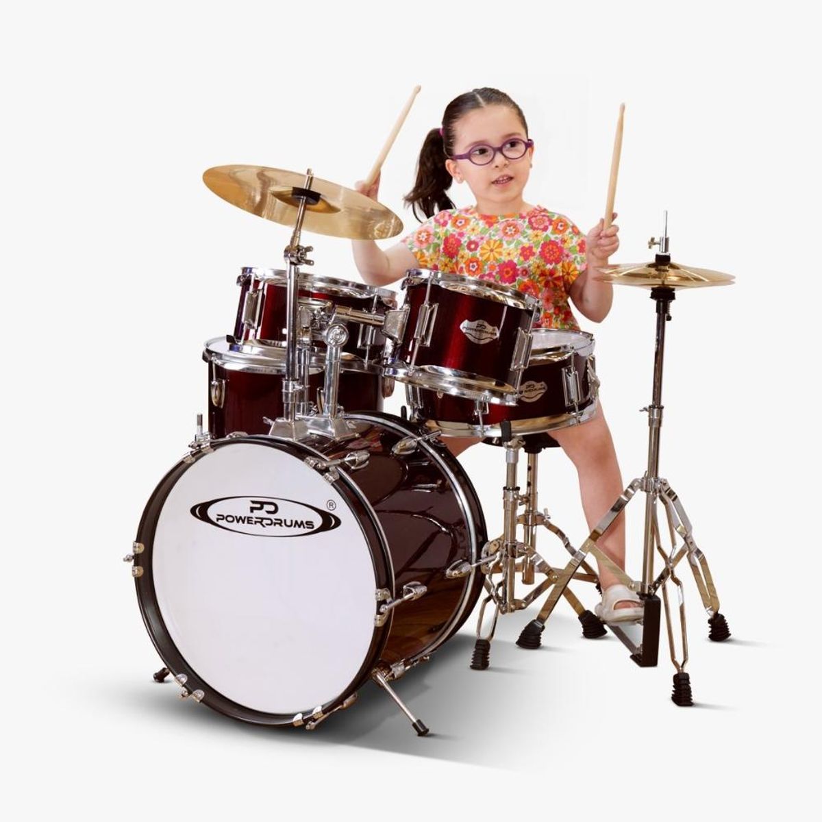 POWERDRUMS - Set De Batería Para Niño Powerdrums PD-03 - Rojo Oscuro