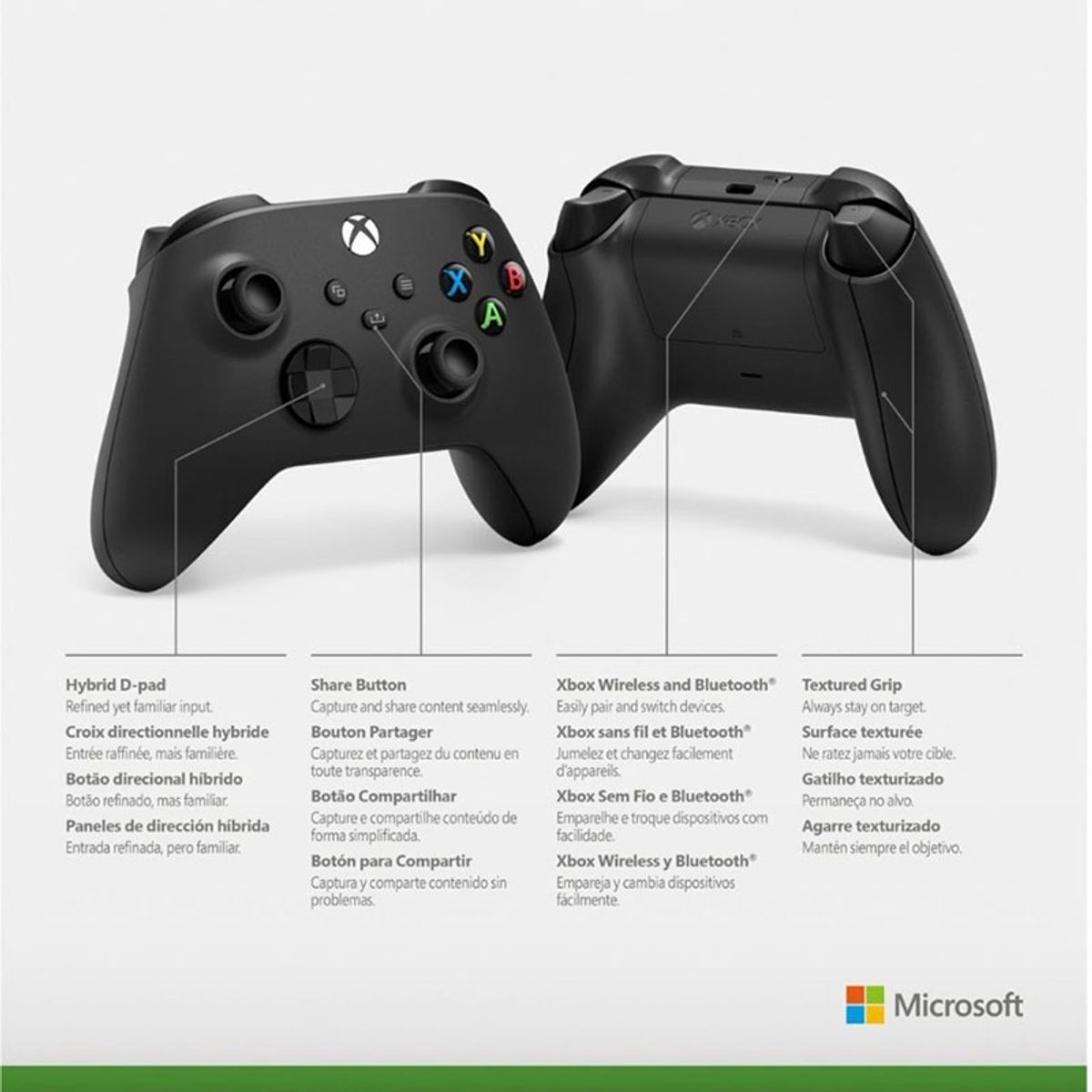 XBOX - Control Inalámbrico Xbox Negro  Cable USB C