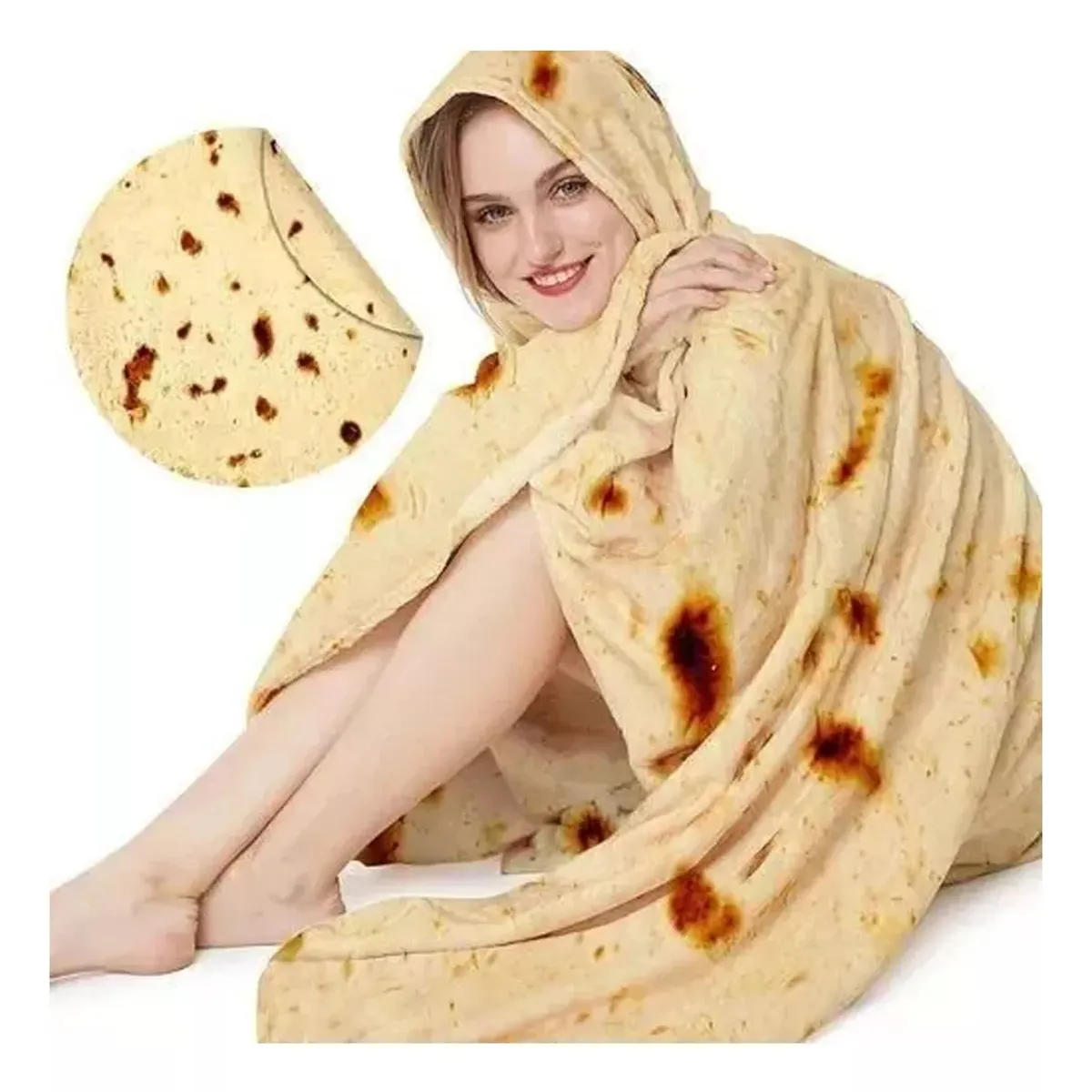 EVERSO - Manta De Baño Con Diseño De Tortillamanta De Taco 150x150cm