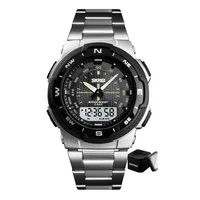 Reloj Hombre Elegante Correa Acero Análogo Digital Al Agua