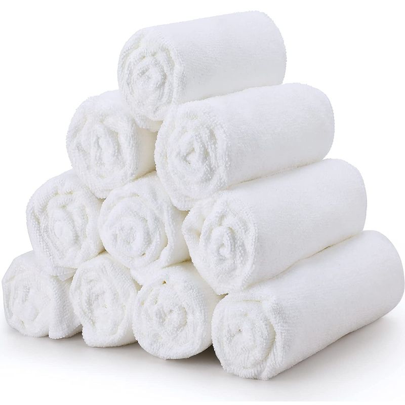 KUANGYE - 10 Toallas Microfibras Para Barberia Peluquería Blanca 75x35cm
