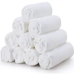 KUANGYE - 10 Toallas Microfibras Para Barberia Peluquería Blanca 75x35cm