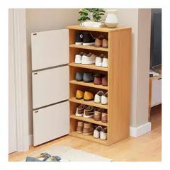 GENERICO - Organizador De Zapatos Gabinete 3 Puertas Color Arce Con Blanco