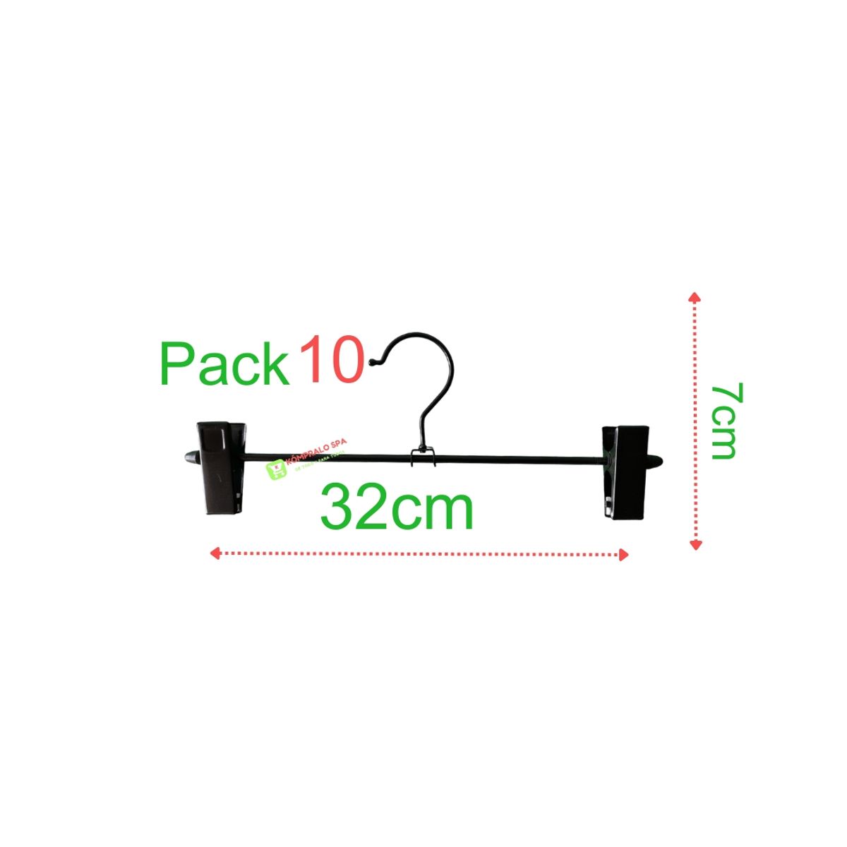 GENERICO - Pack 10 Colgadores Metal Con Pinzas Pantalón Percha 32cm