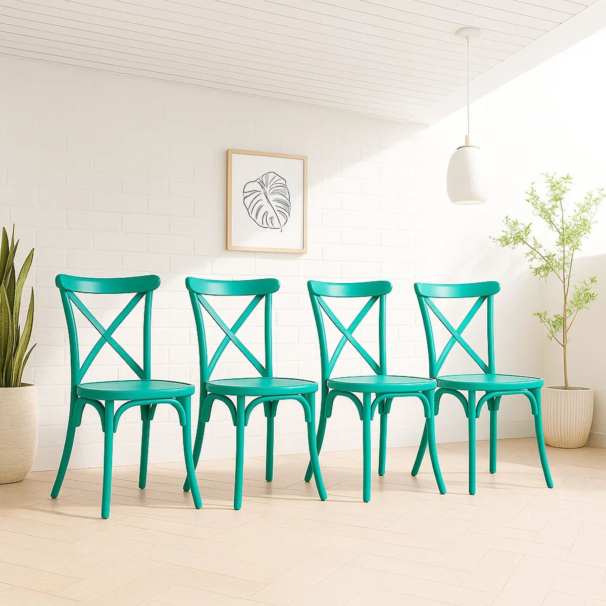 KLIK - Pack 4 Sillas de Terraza o Comedor Crossback Danubio - Menta KLIK