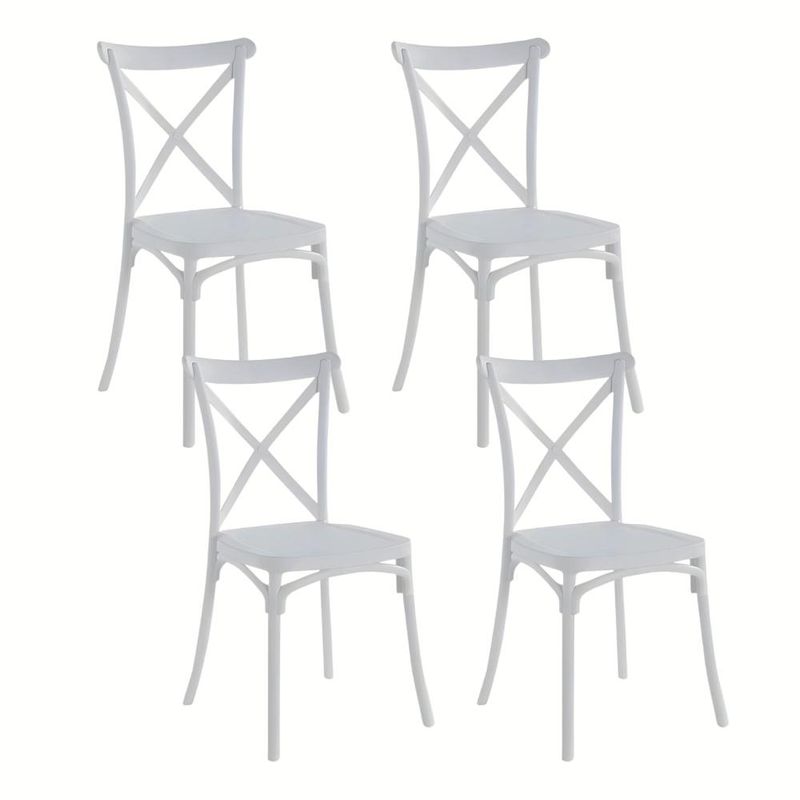 KLIK - Pack 4 Sillas de Terraza o Comedor Crossback Danubio - Blancas KLIK