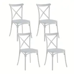 KLIK - Pack 4 Sillas de Terraza o Comedor Crossback Danubio - Blancas