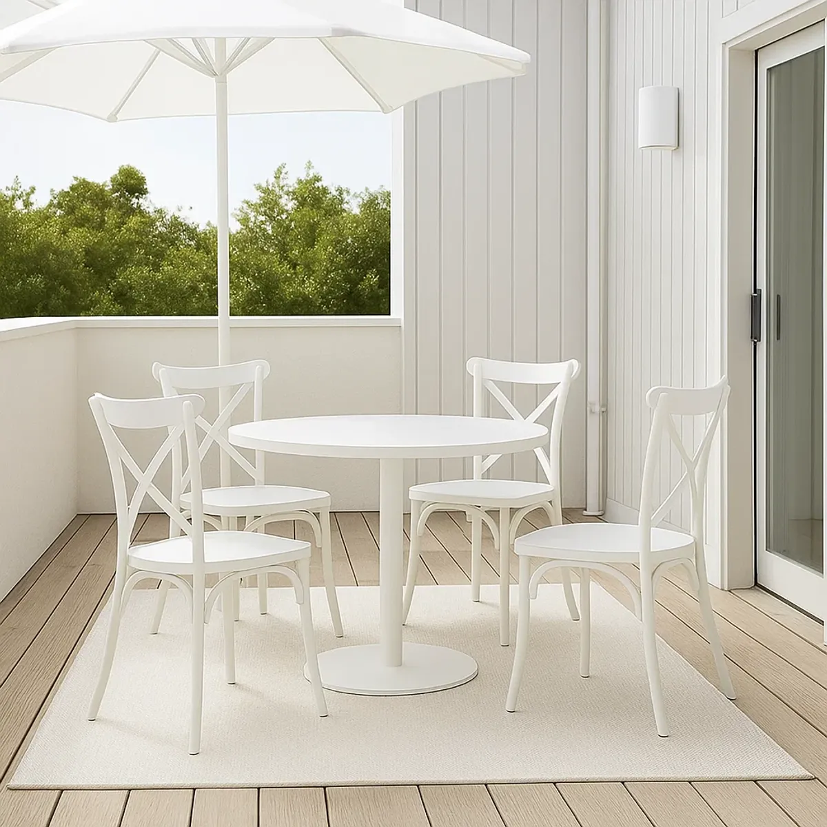 KLIK - Pack 4 Sillas de Terraza o Comedor Crossback Danubio - Blancas KLIK