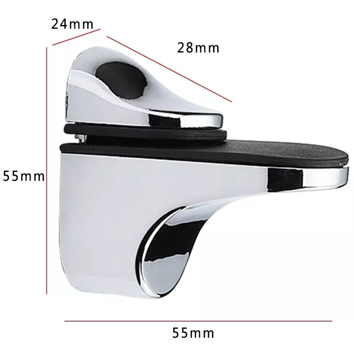 GENERICO - Soporte Repisa Vidrio De 3 A 20mm Cromado 2 Unidades