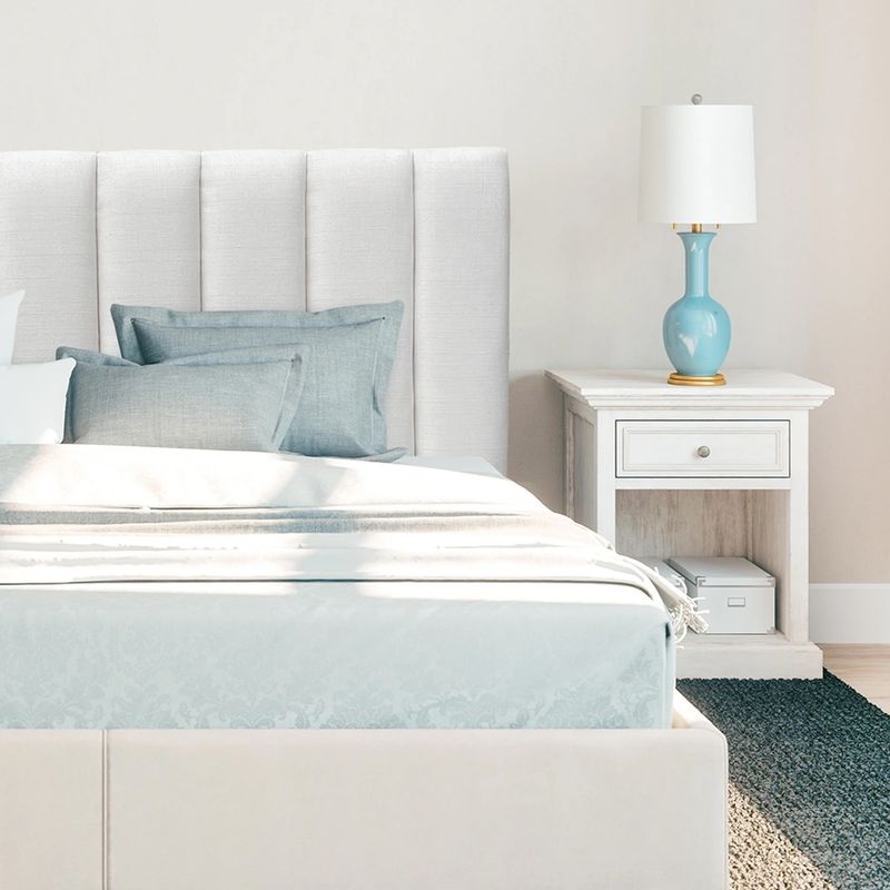 ESPACIO HOGAR - Respaldo de Cama Tubular Vertical Lino Crema 1.5 Plazas