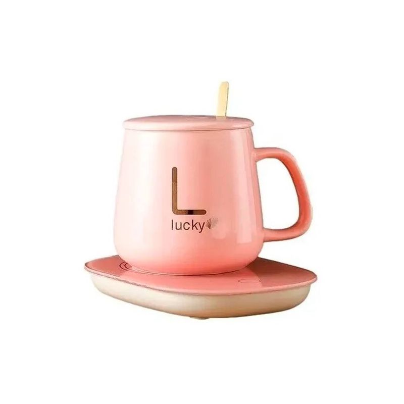 GENERICO - Taza Con Calentador Eléctrico 55°c Tazón Para Café Té Leche ROSADO